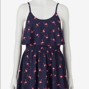 Elle Navy Blue Pink Flamingo Summer Dress